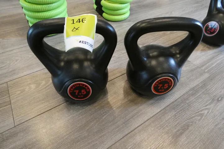 2x Trainhard Kettlebell, 7,5 kg, schwarz